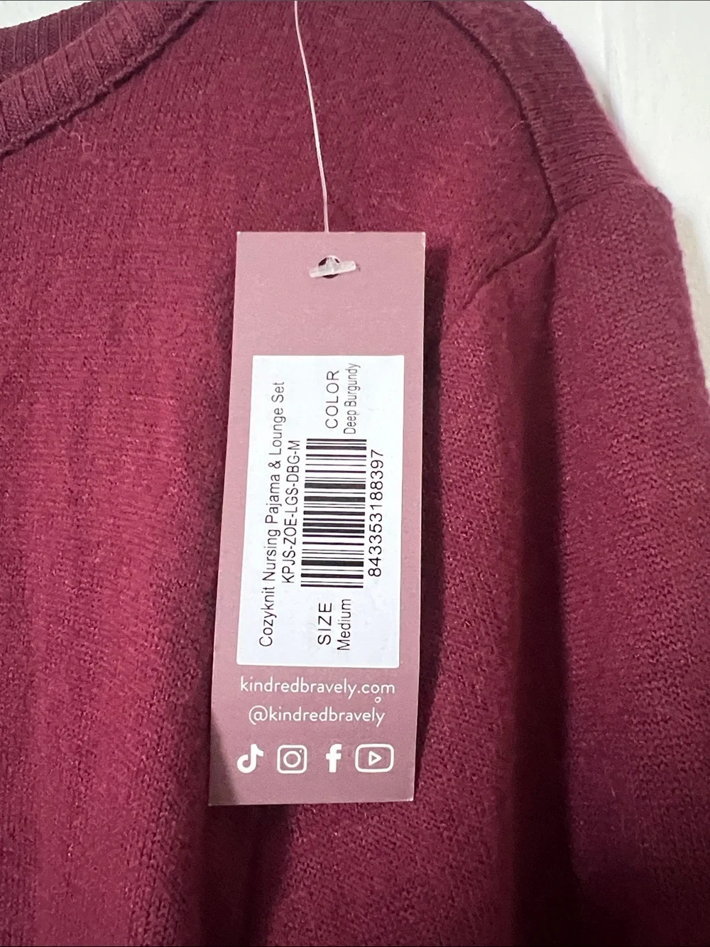 Kindred Bravely CozyKnit Nursing Lounge Top Medium NWT Deep Burgundy Maternity